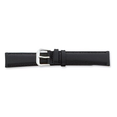 19mm Black Lizard Grain Leather Watch Band 7.5 Inch Silver-tone Buckle BAW15-19, MPN: BAW15-19, 886…