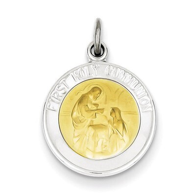Vermeil Holy Communion Medal Sterling Silver QC3679, MPN: QC3679, 883957283197