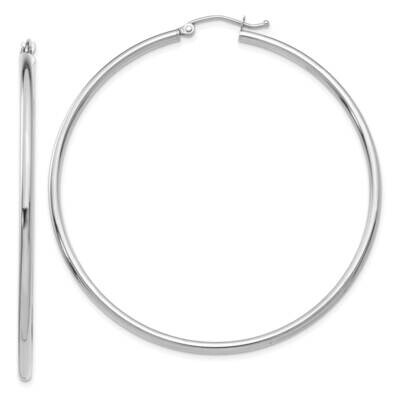 Polished 2mm Lightweight Tube Hoop Earrings 10k White Gold 10T834L, MPN: 10T834L, 191101566387