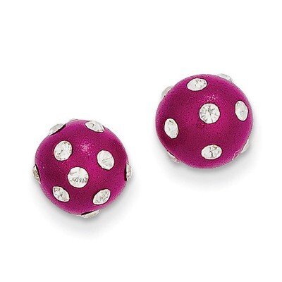 14k Gold Crystal Fuchsia 8mm Post Earrings YE1634