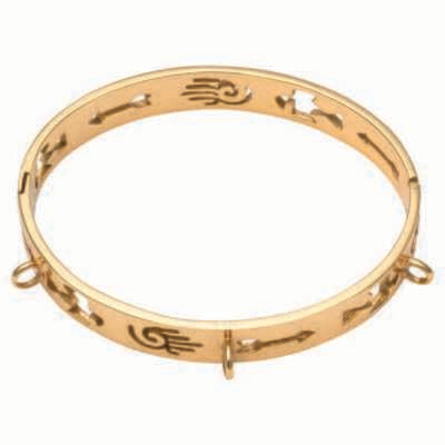 Nikki Lissoni Wild Heart Bangle of 1cm with Three Loops Where Charms Can Be Attached Gold-Plated 17…