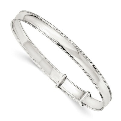 Milgrain 7mm Adjustable Bangle Sterling Silver Polished QB903, MPN: QB903, 886774748887