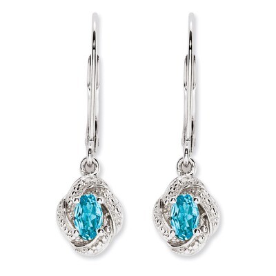 December Blue Topaz Earrings Sterling Silver Diamond QBE12DEC, MPN: QBE12DEC, 886774187556