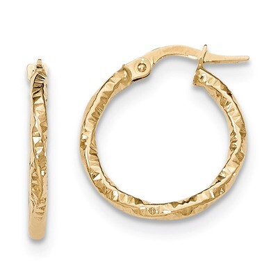 Hoop Earrings 14k Gold Polished and Textured TH671, MPN: TH671, 886774960654