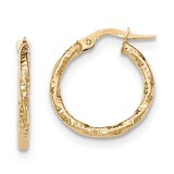 Hoop Earrings 14k Gold Polished and Textured TH671, MPN: TH671, 886774960654