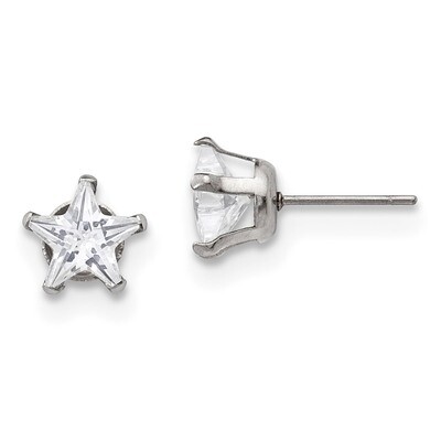 8mm Star Diamond CZ Stud Post Earrings Stainless Steel Polished SRE1121 by Chisel, MPN: SRE1121, 19…