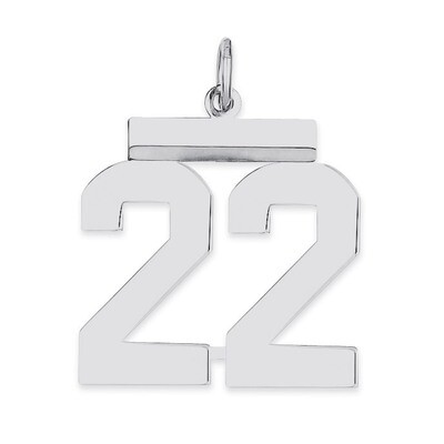 Pendant Number 22 Polished Sterling Silver Medium QMS22, MPN: QMS22, 191101277955