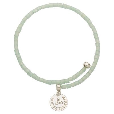 Nikki Lissoni Spiral Bead Bangle Silver-plated with Sea Green Beads In 21cm B1136S21, MPN: B1136S21…