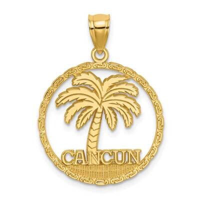 Cancun Under Palm Tree In Round Frame Charm 14k Gold K7581, MPN: K7581, 637218116904