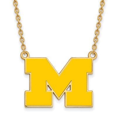 Michigan University of Lg Enl Pendant with Necklace Gold-plated Sterling Silver GP017UM-18, MPN: GP…