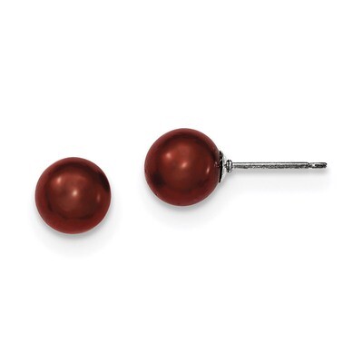 7-8mm Coffee Freshwater Cultured Round Pearl Stud Earrings Sterling Silver QE12710, MPN: QE12710, 1…