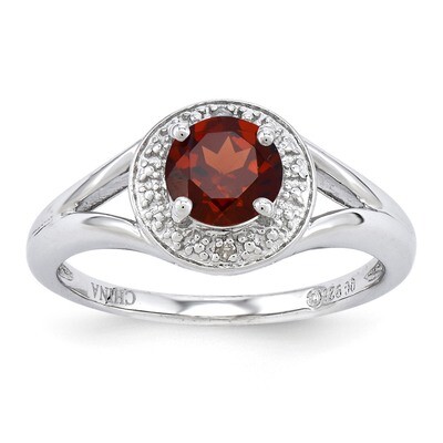 January Garnet Ring Sterling Silver Diamond QBR11JAN, MPN: QBR11JAN, 886774188492