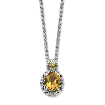 Citrine Pendant Sterling Silver with 14k Gold Accent QTC1650, MPN: QTC1650, 883957746890