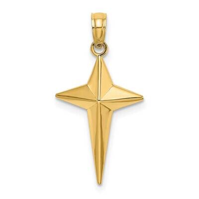 Polished Triangle Tipped Cross Charm 14k Gold 2-D K8564, MPN: K8564, 637218093717