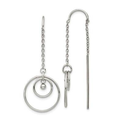 Threader Circle Dangle Earrings Stainless Steel Polished SRE1355, MPN: SRE1355, 191101866913