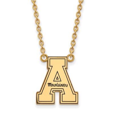 Appalachian State University Enamel Large Pendant with Chain Necklace Gold-plated Silver GP025APS-1…