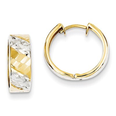 5mm Diamond-cut Rhodium Hoop Earrings 14k Gold TL181, MPN: TL181, 869786094708