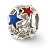 Enameled Stars Bead - Sterling Silver QRS2738, MPN: QRS2738, 883957492100