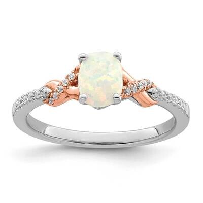Oval Opal &amp; Diamond Ring 14k Two-Tone Gold Polished RM8423-OP-075-WRA, MPN: RM8423-OP-075-WRA,