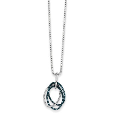Blue and White Diamond Triple Oval Pendant Sterling Silver QP3686, MPN: QP3686, 886774309842