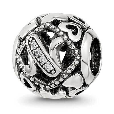 CZ Letter N Bead Sterling Silver QRS4107, MPN: QRS4107,