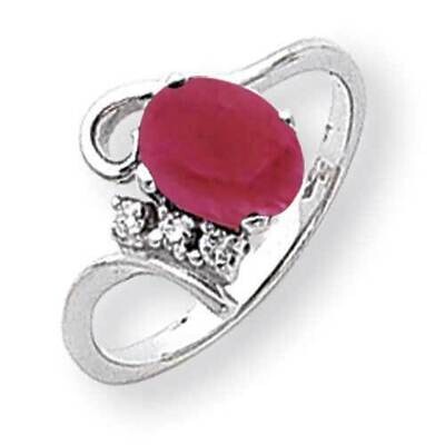 8x6mm Oval Created Ruby Diamond Ring 14k White Gold Y2217CR_AA, MPN: Y2217CR_AA, 883957558110