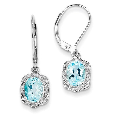 Blue Topaz Earrings Sterling Silver Diamond QE10151BT, MPN: QE10151BT, 883957434100