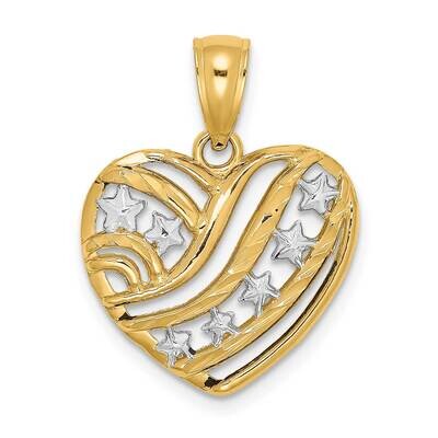 Starts Stripes Heart Charm 14k Gold Rhodium K9277, MPN: K9277, 637218091775