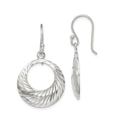 Dangle Hoops Earrings Sterling Silver Diamond-cut QE14803, MPN: QE14803, 886774041186