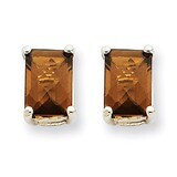 7x5mm Emerald Smokey Quartz Earrings 14k White Gold XE66WCQ, MPN: XE66WCQ, 883957095950