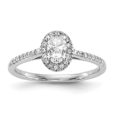 Diamond Oval Semi-Mount Oval Halo Engagement Ring 14k White Gold RM2329E-100-WAA, MPN: RM2329E-100-…