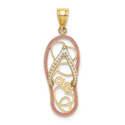 Multi Heart Love Flip-Flop with Pink Enamel Charm 14k Gold K6996, MPN: K6996, 637218136292