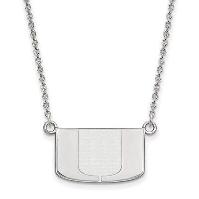 University of Miami Small Pendant with Chain Necklace 10k White Gold 1W015UMF-18, MPN: 1W015UMF-18,…