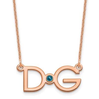 2 Initial with 18k Gold Bezel Birthstone Necklace 14k Rose Gold Large XNA1252R, MPN: XNA1252R,