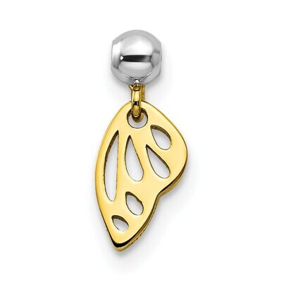 Dangle Wing Charm Sterling Silver Rhodium &amp; Gold Tone QMM110, MPN: QMM110,