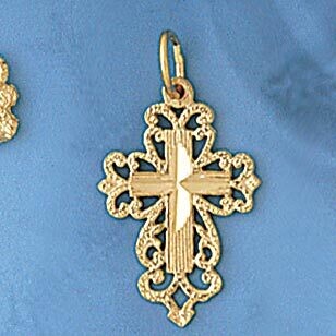 Dazzlers Jewelry Cross Pendant Necklace Charm Bracelet in Yellow, White or Rose Gold 7892, MPN: DZ-…