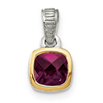 Rhodolite Garnet Pendant Sterling Silver with 14k Gold Accent QTC1697, MPN: QTC1697, 883957233925