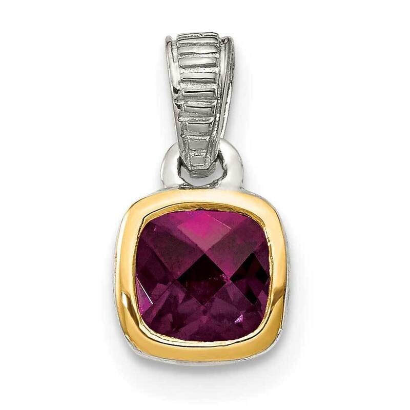 Rhodolite Garnet Pendant Sterling Silver with 14k Gold Accent QTC1697