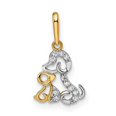 Rhodium CZ Diamond Dog Puppy Pendant 14k Gold GK1096 by Madi K, MPN: GK1096,