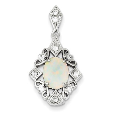 Opal &amp; Diamond Pendant Sterling Silver QP1494, MPN: QP1494, 191101279690
