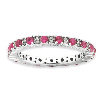 Ruby &amp; Diamond Ring - Sterling Silver Polished QSK654, MPN: QSK654, 886774175355