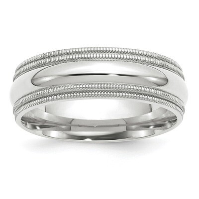 7mm Double Milgrain Comfort Fit Band 10k White Gold WDMC070 Engravable, MPN: WDMC070, 886774461106
