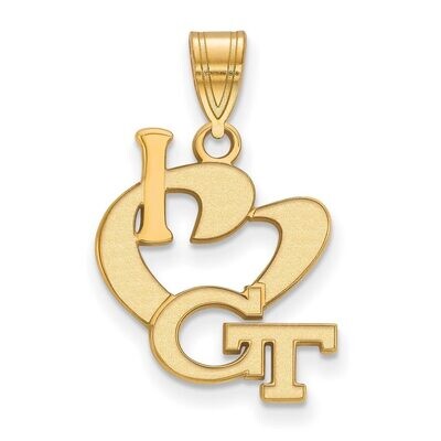 Georgia Institute of Technology Large I love Logo Pendant Gold-plated Silver GP014GT, MPN: GP014GT,…