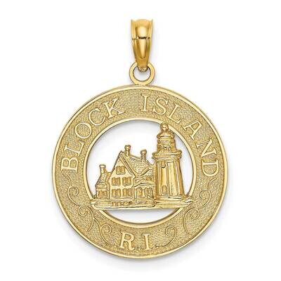 Block Island Ri Round Frame with Lighthouse Charm 14k Gold K8048, MPN: K8048, 637218135585