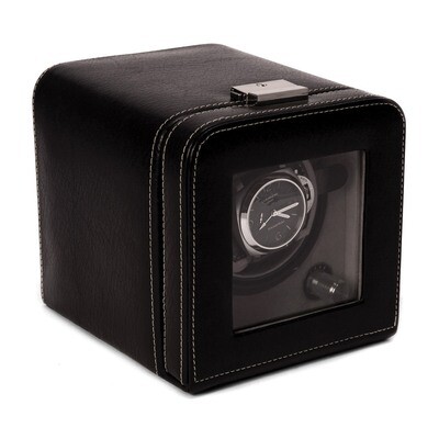 Black Leather Single Watch Winder with  Glass Door and Locking Clasp GM13303, MPN: GM13303, 7971405…