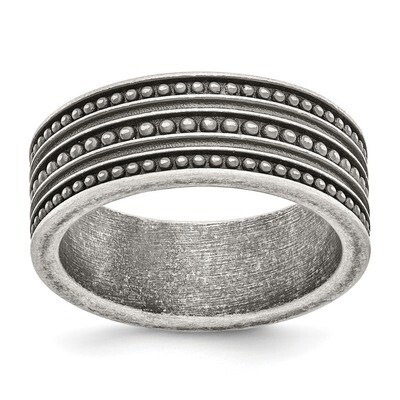 Gun Metal IP-plated Beaded Band Antiqued Stainless Steel SR622 by Chisel, MPN: SR622, 191101020711