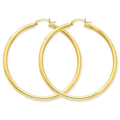 3mm Light Tube Hoop Earrings 14k Gold T944L, MPN: T944L, 883957287997