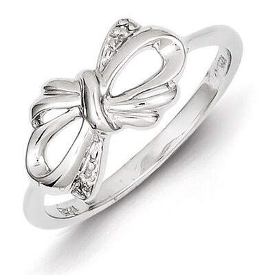 Bow Ring Sterling Silver Rhodium-plated Diamond QR5714, MPN: QR5714, 883957408538