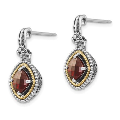 Garnet Earrings Sterling Silver &amp; 14k Gold QTC366, MPN: QTC366, 883957315652