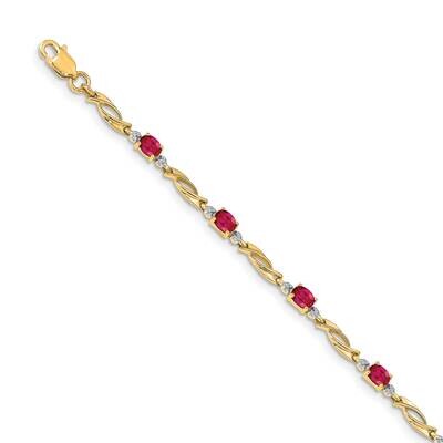 Composite Ruby Oval Bracelet 14k Gold Diamond BM4476-RU-001-YA, MPN: BM4476-RU-001-YA, 883957372631